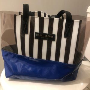 Henri Bendel White/ Blue Vinyl Bag